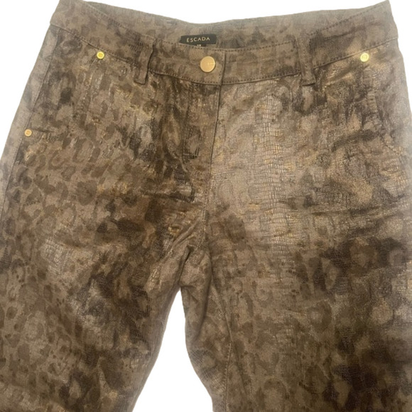 Escada Sable Python snake shimmer print ankle Jeans zippered bottoms size 38 - Picture 4 of 12